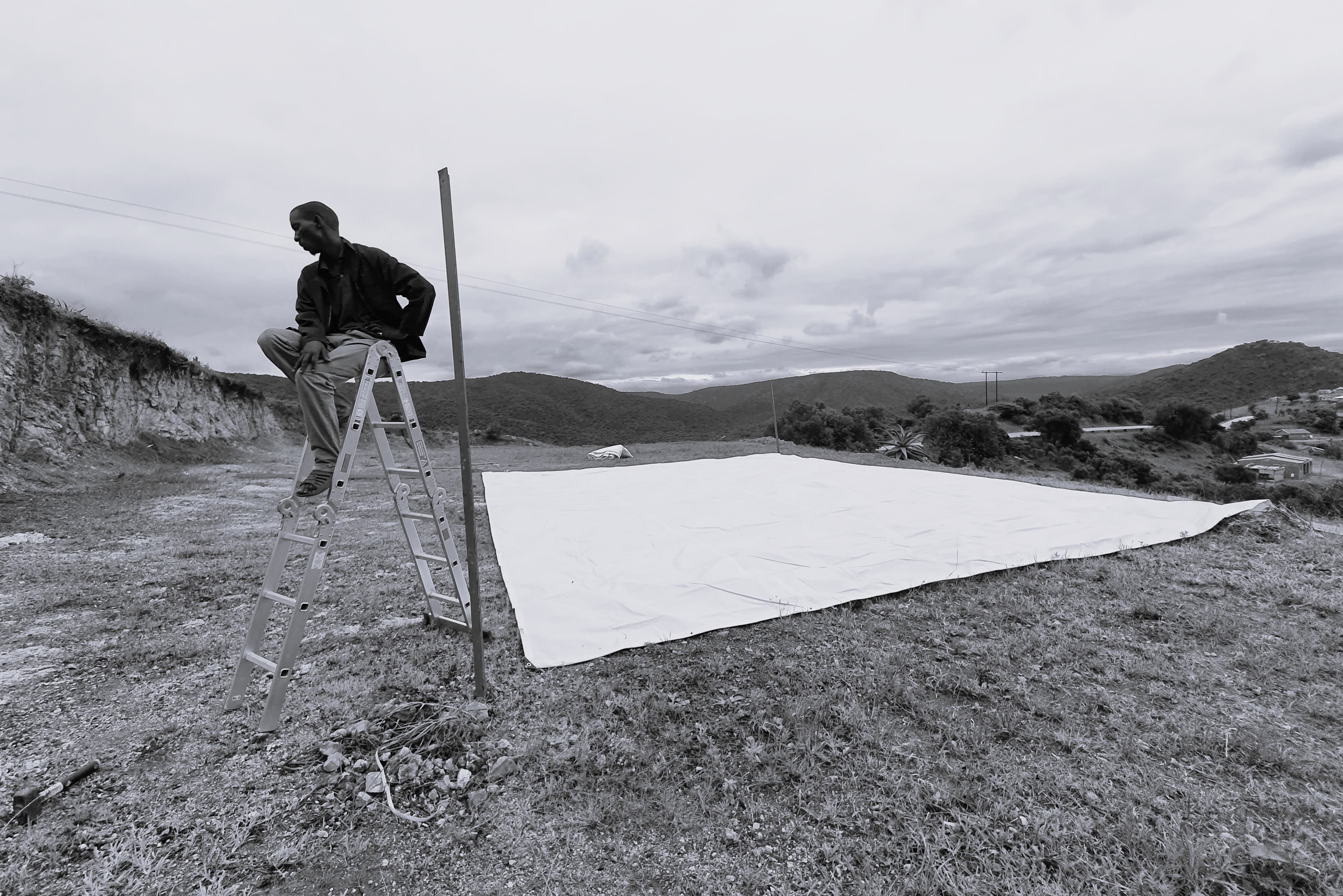 The Ventures Crew team figuring out how to install the first tent